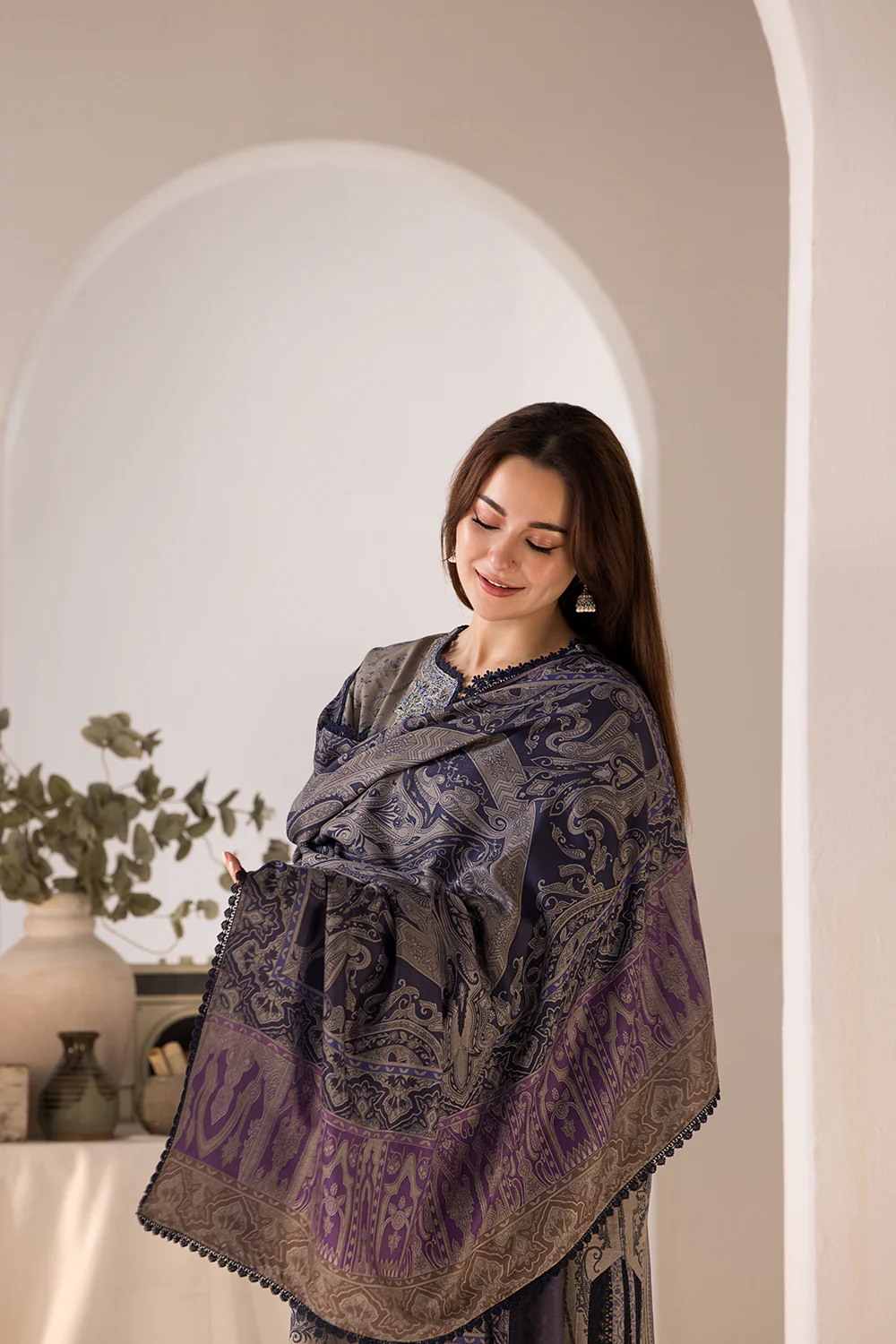 Design 7B Winter Shawl 2024 Unstitched - Image 6